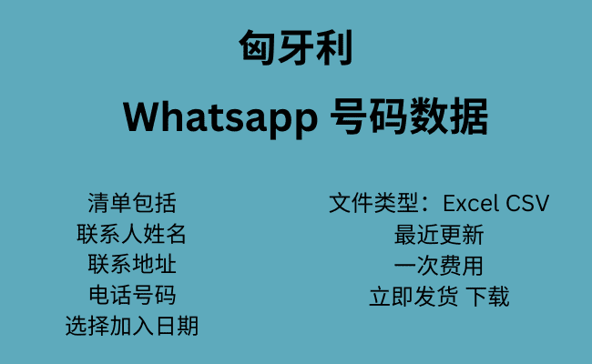 匈牙利 WhatsApp 号码数据