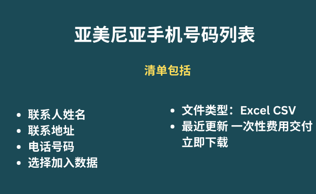 亚美尼亚手机号码列表​