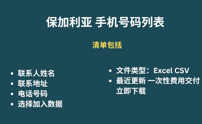 保加利亚 手机号码列表​