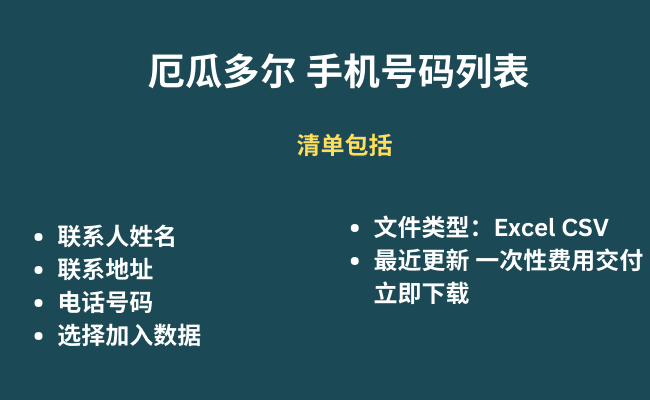 厄瓜多尔 手机号码列表​