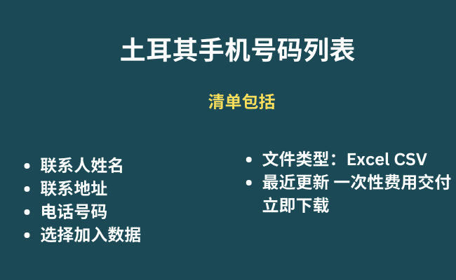 土耳其手机号码列表​