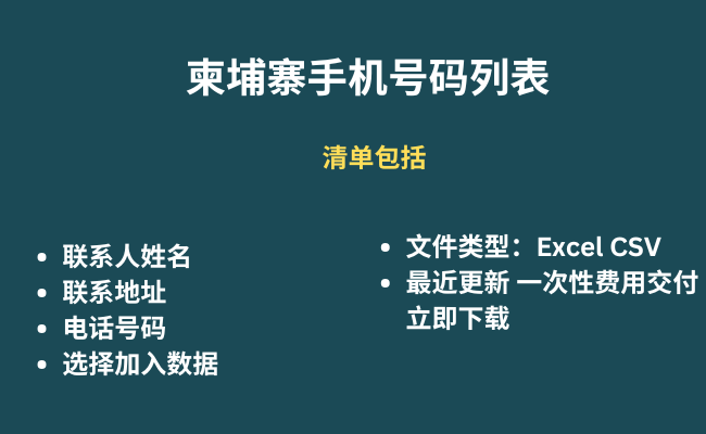 柬埔寨手机号码列表​