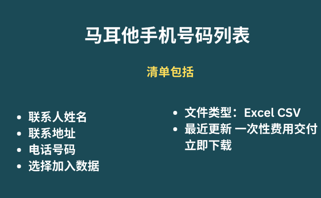 马耳他手机号码列表​